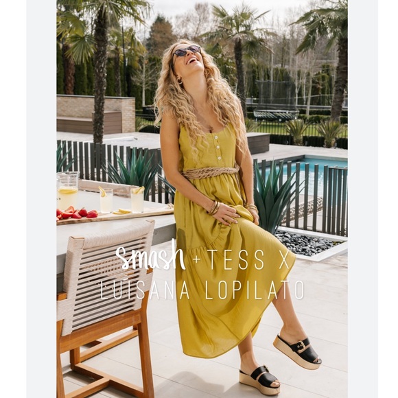 Smash + Tess Women “The River” Scoop Neck Tank Strap Tiered Maxi Dress - Picture 3 of 10